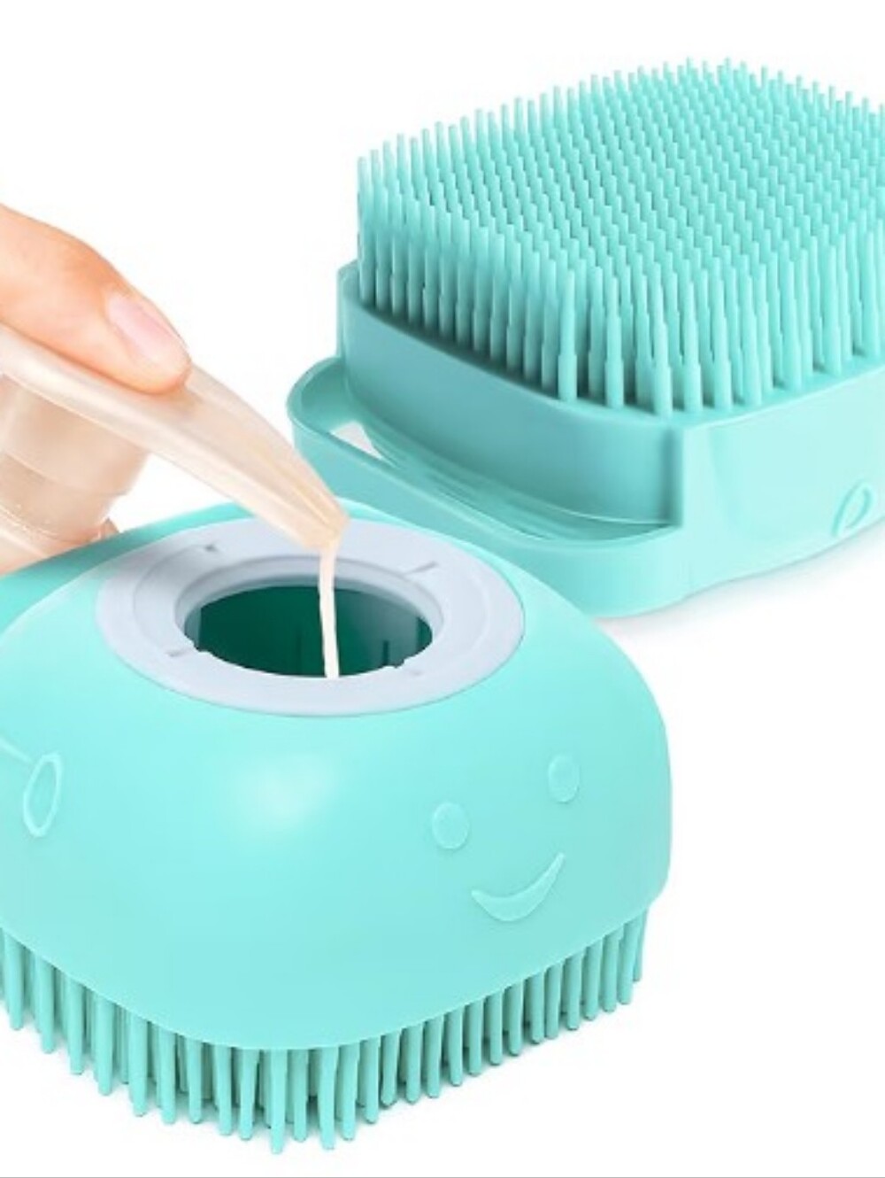 4 Pc 2x Dog Bath Brush Silicone Shampoo Dispenser Scrubber